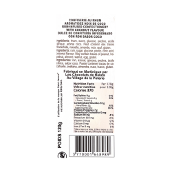 Pâte de Rhum, Confiserie au Rhum Saveurs Noix de Coco, 120g - Les Chocolats de Balata